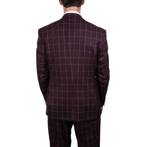 Burgundy Windowpane 3 piece Stacy Adams Men's suit - Picture 4 of 4